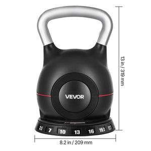 Kettlebell, Adjustable Kettlebell with 7 Weight Levels (3.5, 7, 10, 13, 16, 19.5, 22.5 Lbs), Die-Cast Aluminum and ABS Material, for Grip Strength Training, Full-Body Workout & Cross-Training