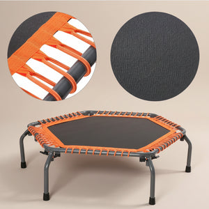 50 Inch Fold Fitness Trampoline with Adjustable Handrail, Elastic Rope and Mobile Phone Holder
