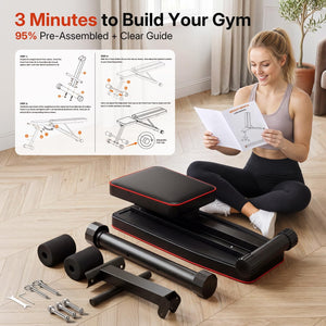 Adjustable Weight Bench for Bench Press, Heavy Duty Stable Workout Bench Foldable Weight Benches for Home Gym, Incline/Decline 90 Degree Bench Exercise Bench
