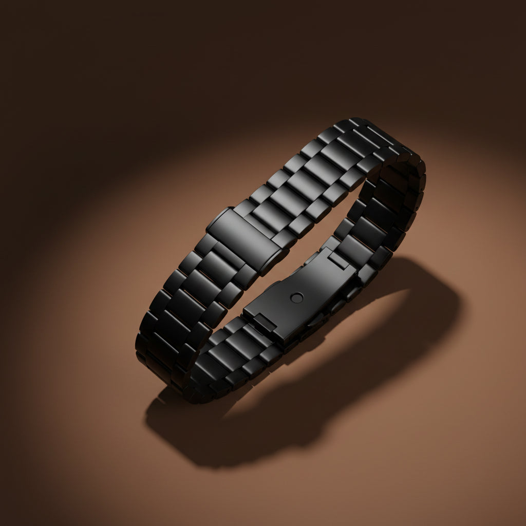 Close-up of adjustable smart watch band with HD touchscreen display
