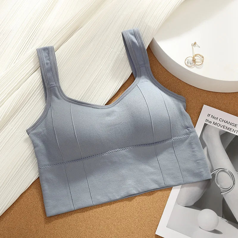 Women Seamless Sports Bra Breathable Fitness Crop Top Beautiful Back Push up Underwear Slim Elastic Sleeveless Vest
