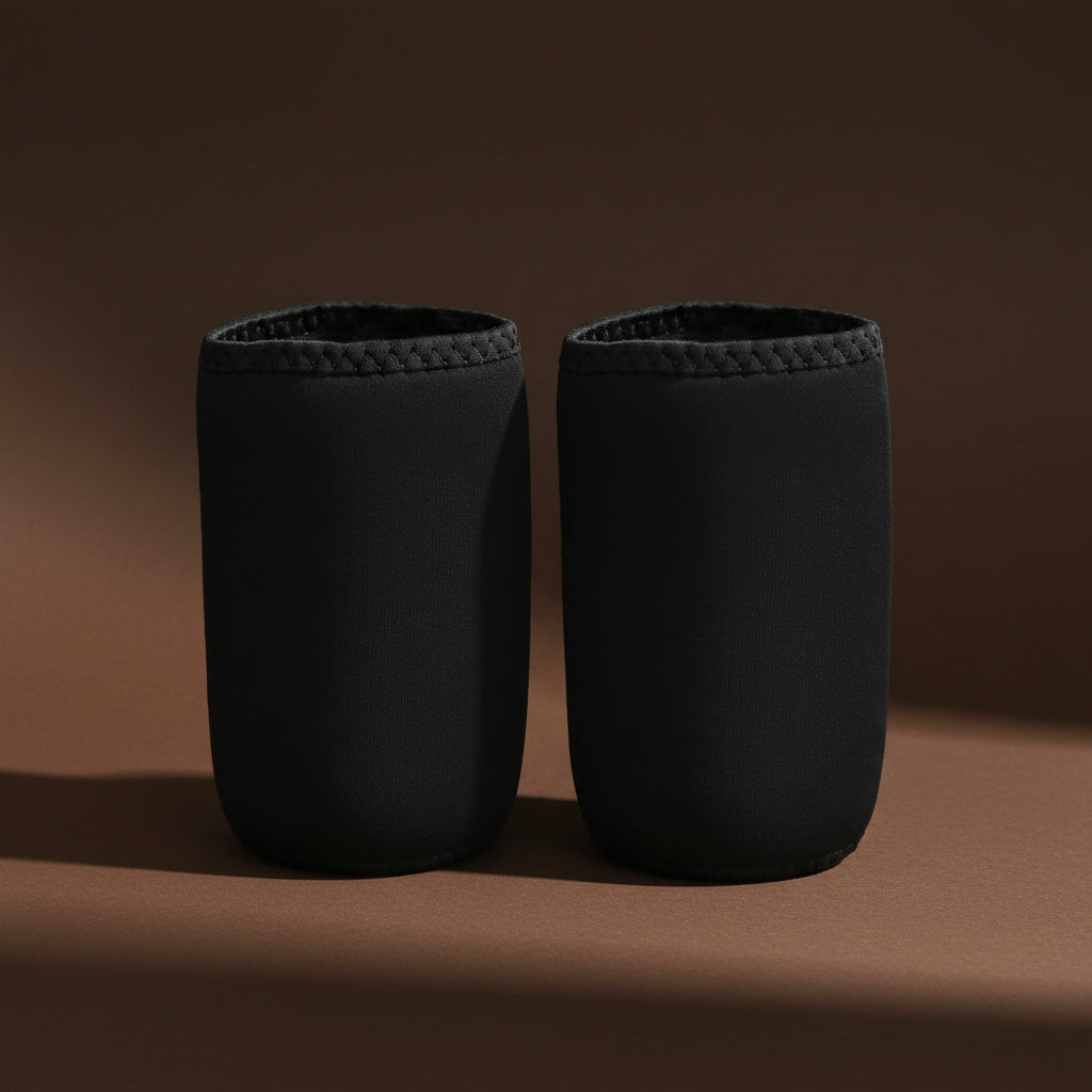 Black sauna thigh sleeves for sweat and compression training