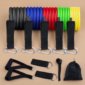 11-piece resistance band set with handles and accessories - laid out