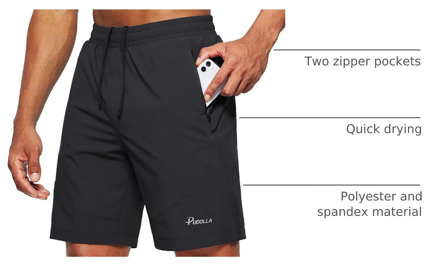 Men'S Workout Running Shorts 5"/7"/9" Lightweight Gym Athletic Shorts for Men with Zipper Pockets