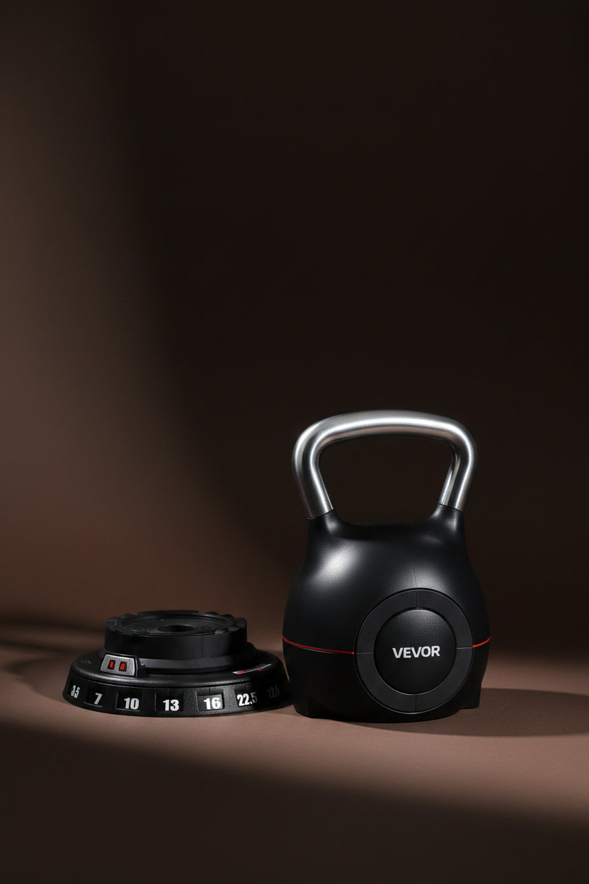Kettlebell, Adjustable Kettlebell with 7 Weight Levels (3.5, 7, 10, 13, 16, 19.5, 22.5 Lbs), Die-Cast Aluminum and ABS Material, for Grip Strength Training, Full-Body Workout & Cross-Training