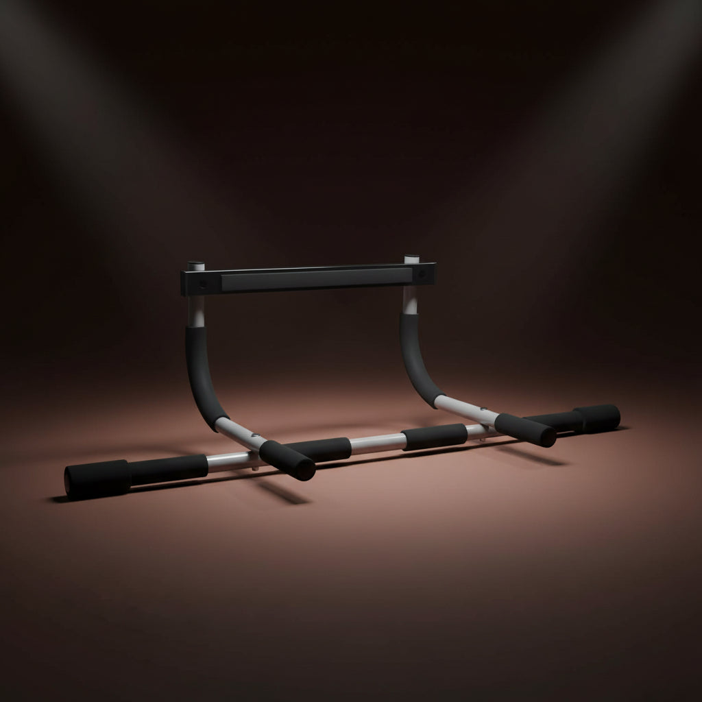 Close-up of foam padded grips on doorway pull-up bar