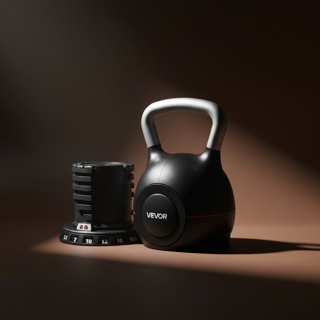 Kettlebell, Adjustable Kettlebell with 7 Weight Levels (3.5, 7, 10, 13, 16, 19.5, 22.5 Lbs), Die-Cast Aluminum and ABS Material, for Grip Strength Training, Full-Body Workout & Cross-Training