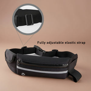 Sports running belt with water-resistant fanny pack - back view